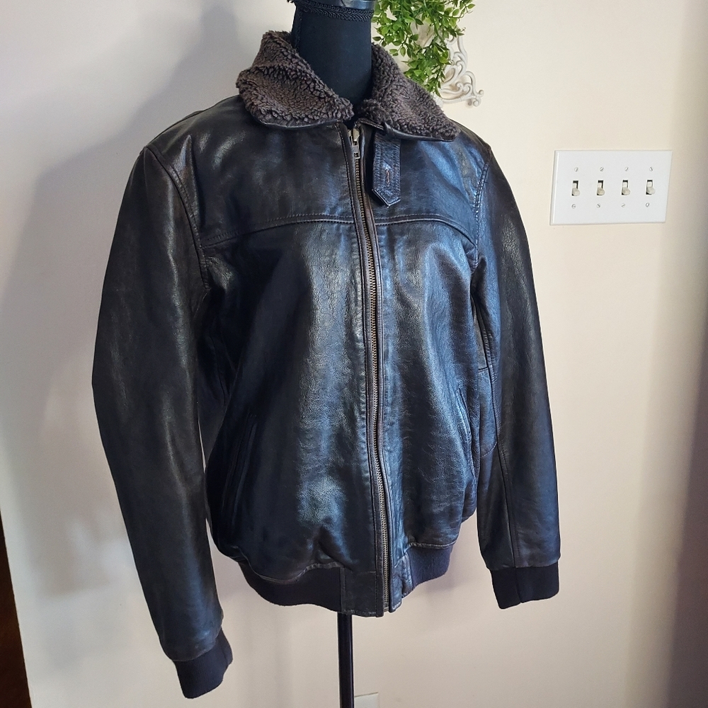 Men's Asos Bomber Leather Jacket